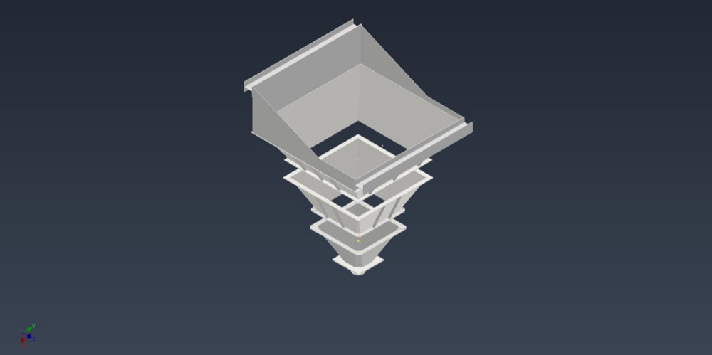 Endüstriyel besleme hunisi — 3D CAD tasarımı